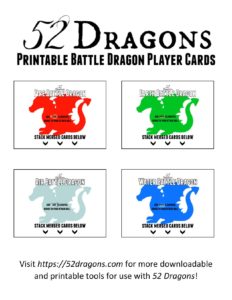 Printable Battle Dragon Player Cards for 52 Dragons