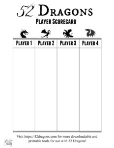 52 Dragons | Printable Player Scorecard